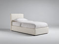 Lit simple - similicuir - 206 x 102 x 111 cm - crème - style contemporain épuré