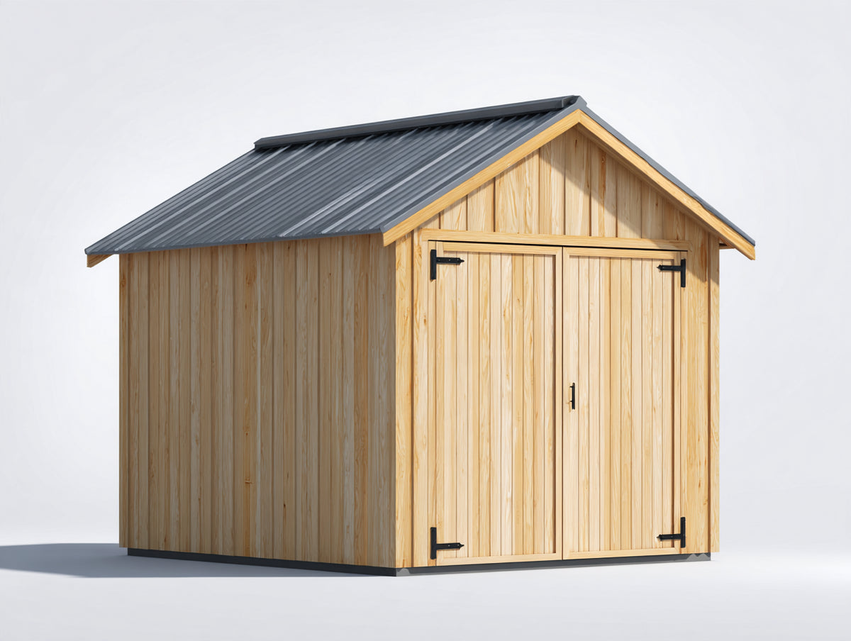 Abri de jardin - Bois - 240x180x225 cm - Bois naturel-Anthracite - Style traditionnel