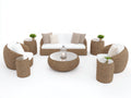 Canapé de jardin - rotin-tissu - 172x88x79 cm - naturel-blanc cassé - style bohème