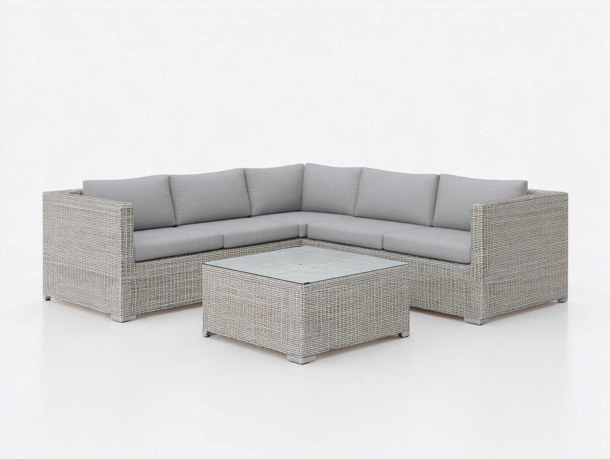Canapé de jardin - résine tressée-tissu - 252x252x77 cm - gris clair - style contemporain