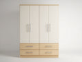 Armoire - bois d'ingénierie - 146 x 55 x 205 cm - blanc cassé-chêne clair - style contemporain