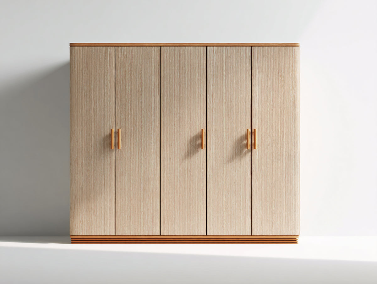 Armoire - bois d'ingénierie - 222 x 58 x 204 cm - chêne naturel - style contemporain