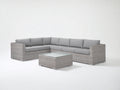 Canapé de jardin - résine tressée-tissu - 282x218x77 cm - gris clair-gris - style contemporain