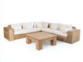 Canapé de jardin - bois-tissu - 265x265x78 cm - blanc cassé-naturel - style rustique