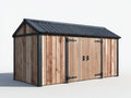 Abri de jardin - Bois - 320x220x235 cm - Bois naturel-Anthracite - Style atelier