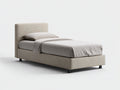 Lit simple - tissu tissé - 208 x 104 x 112 cm - beige naturel - style contemporain épuré