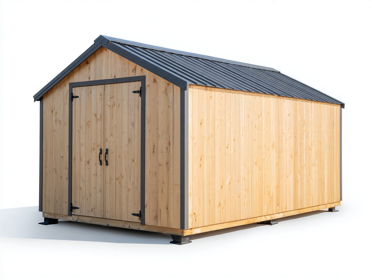 Abri de jardin - Bois - 286 x 184 x 224 cm - Naturel-Gris anthracite - Style classique à double porte