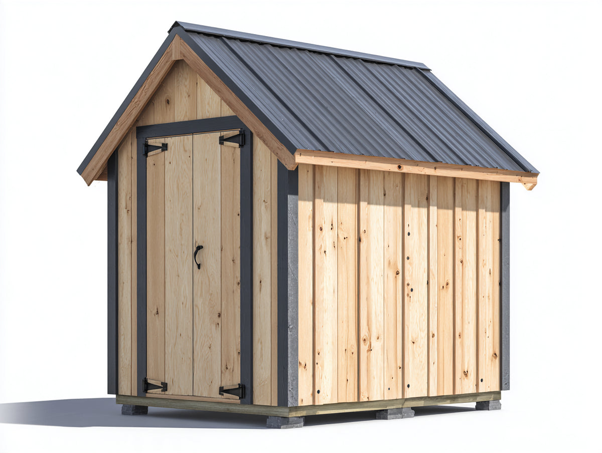 Abri de jardin - Bois - 205x165x235 cm - Bois naturel-Gris anthracite - Style rustique