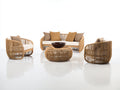 Canapé de jardin - rotin-tissu - 178x86x80 cm - naturel-blanc cassé - style bohème