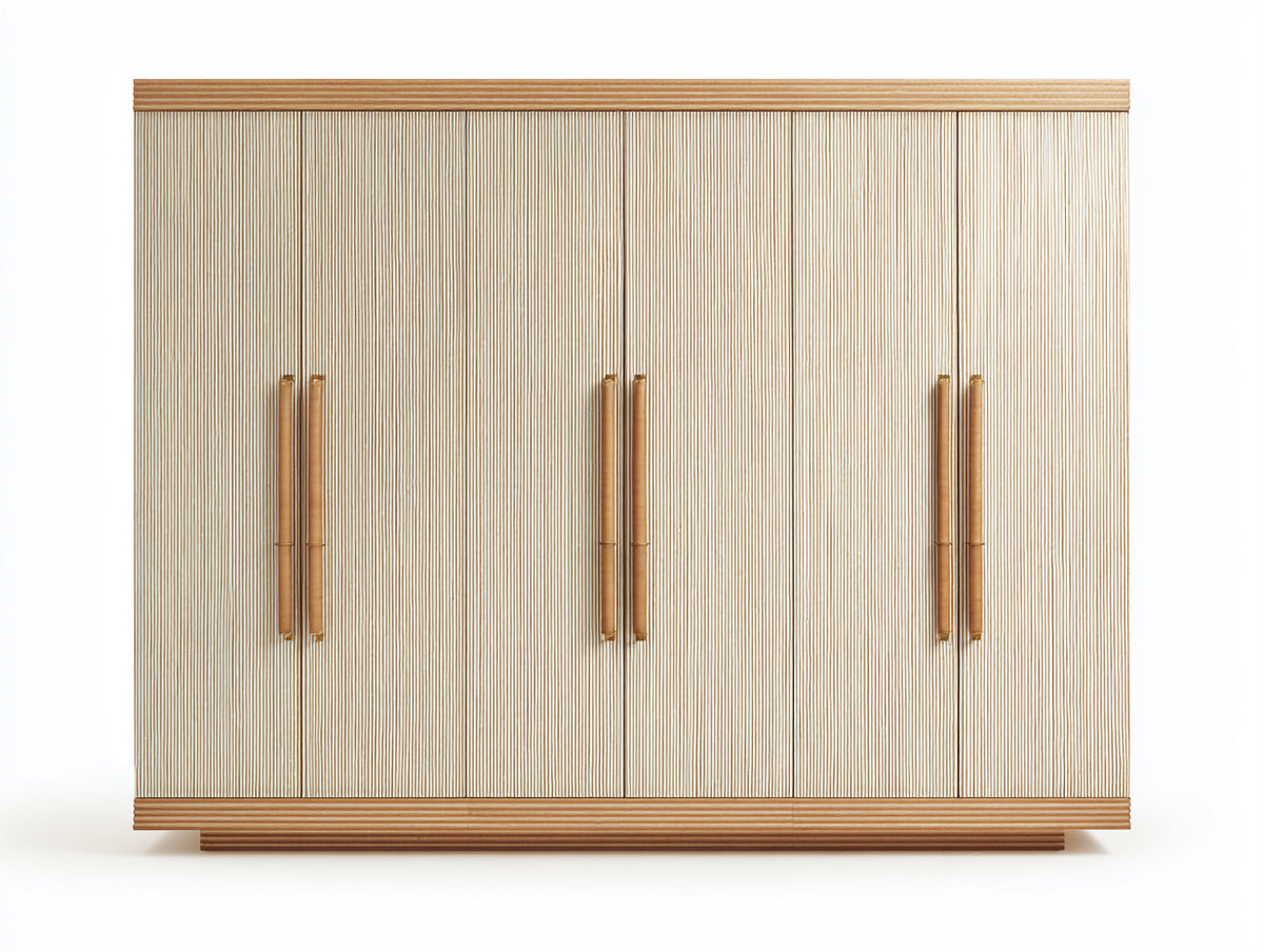 Armoire - bois d'ingénierie - 238 x 59 x 201 cm - beige clair-chêne naturel - style contemporain texturé
