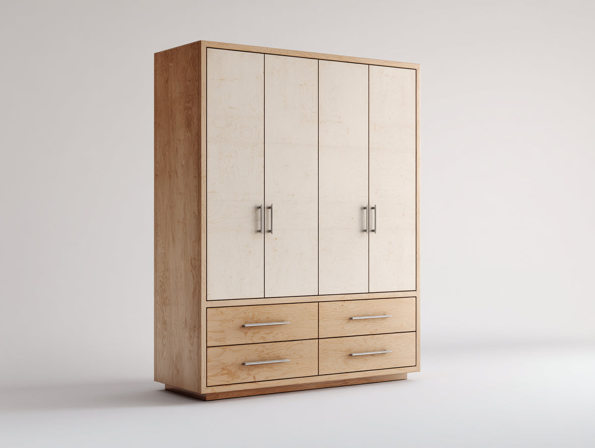 Armoire - bois d'ingénierie - 148 x 55 x 202 cm - beige clair-bois naturel - style contemporain