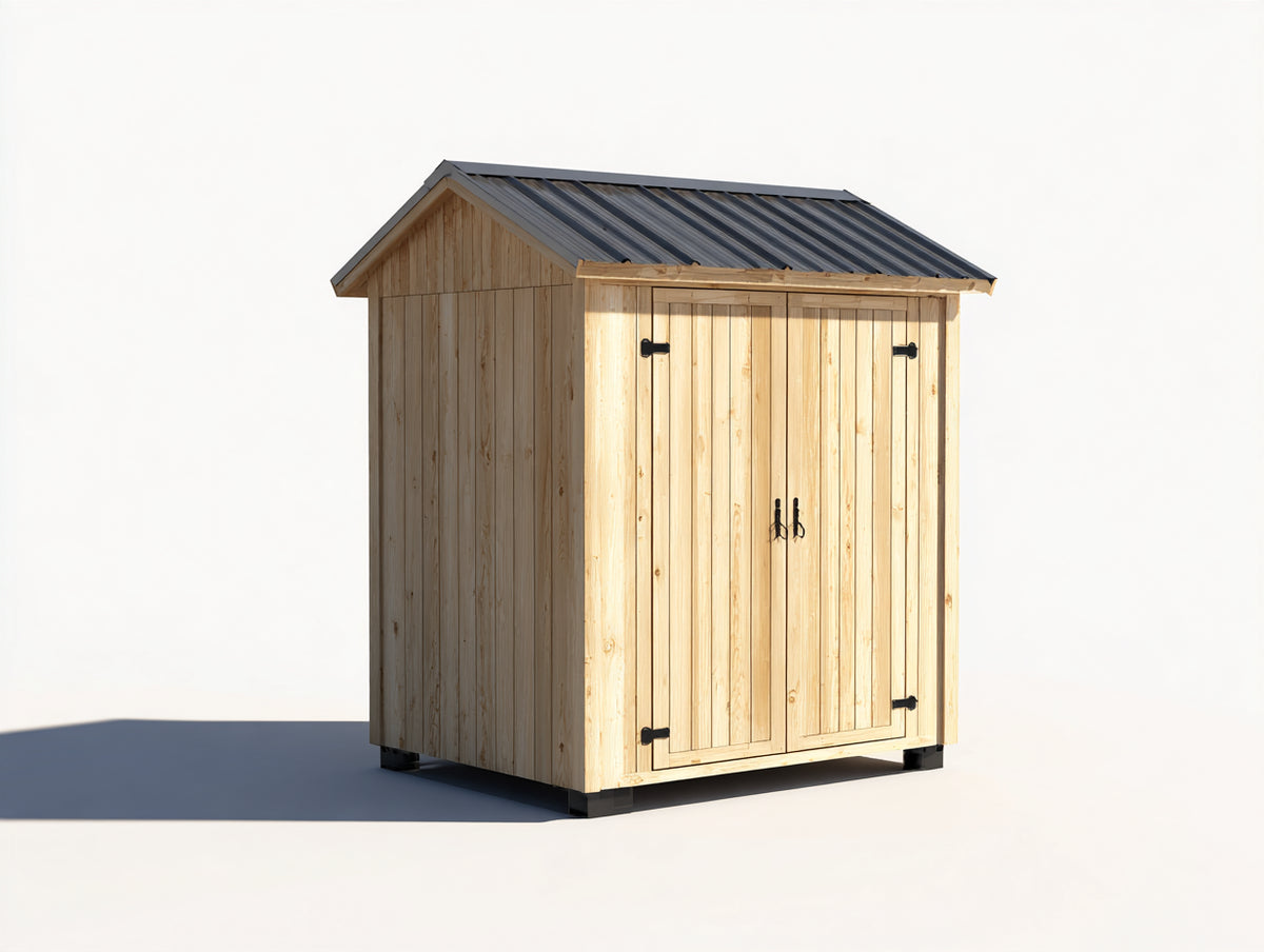 Abri de jardin - Bois - 185x145x222 cm - Bois naturel-Anthracite - Style rustique