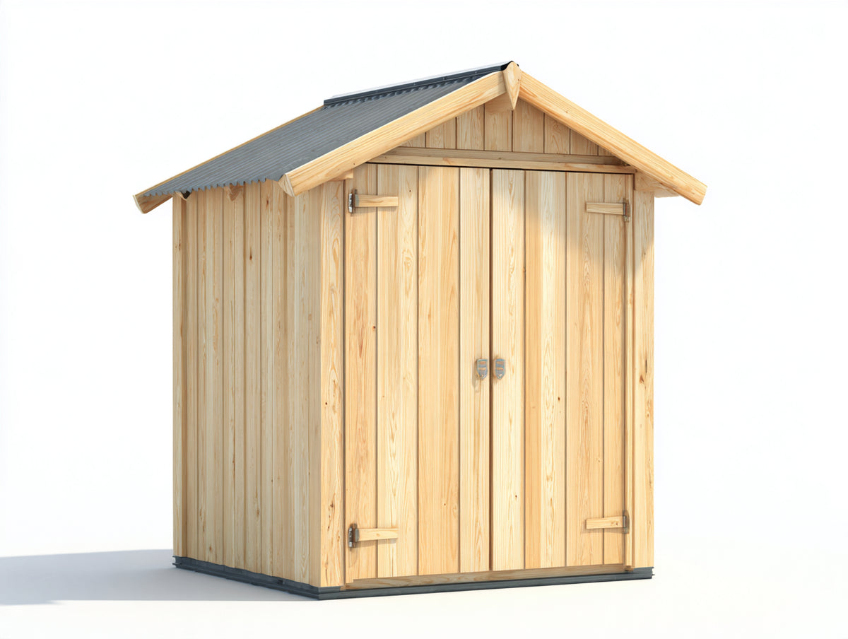 Abri de jardin - Bois - 185x150x228 cm - Bois naturel-Gris anthracite - Style traditionnel